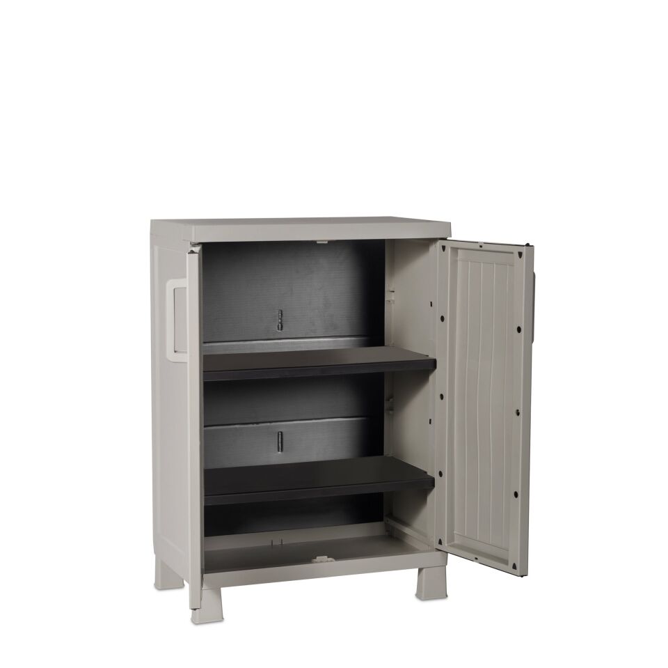 DOLAP 2 RAFLI KISA PLASTİK WOOD MİDİ GRİ