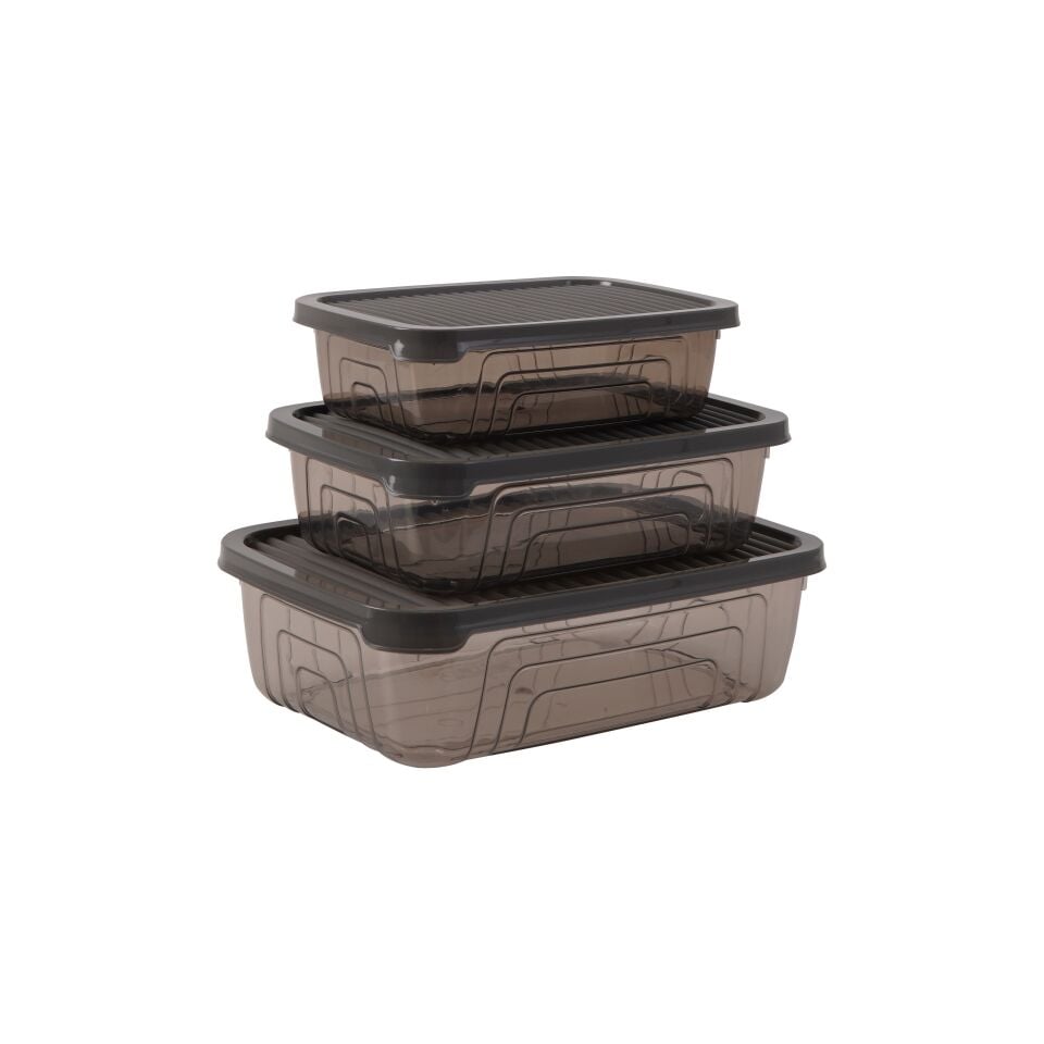 SAKLAMA KABI DİKDÖRTGEN 3LÜ 350ML-600ML-1,05LT GRİ