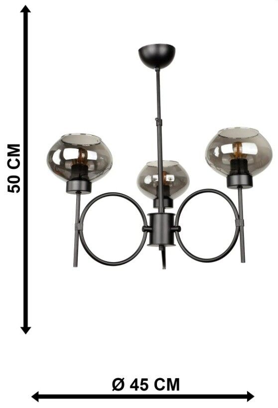 AVİZE ÜÇLÜ ZONTES SİYAH