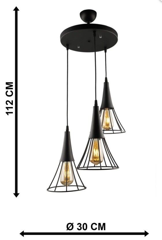 AVİZE ÜÇLÜ HAVANA SİYAH