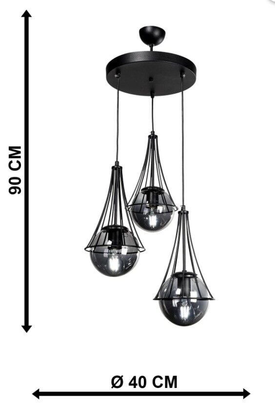 AVİZE ÜÇLÜ LAPİS SİYAH-FÜME