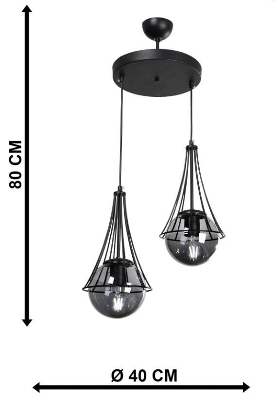 AVİZE İKİLİ LAPİS SİYAH-FÜME
