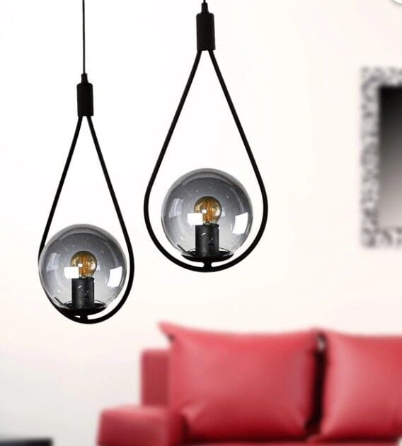 AVİZE İKİLİ MEKSİKA FÜME GLOP CAM SİYAH