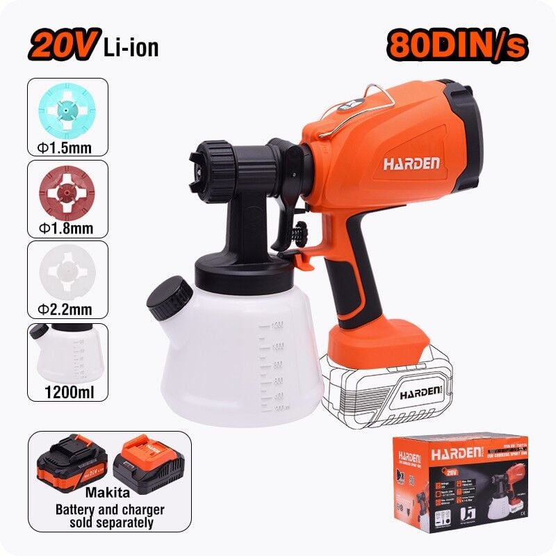 AKÜLÜ BOYA PÜSKÜRTME TABANCASI 20V 1200ML