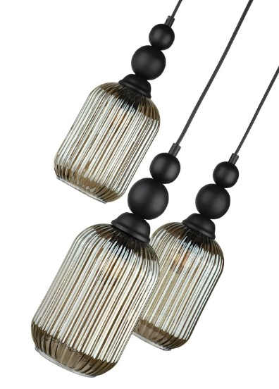 AVİZE ÜÇLÜ VAMOS FÜME CAM SİYAH