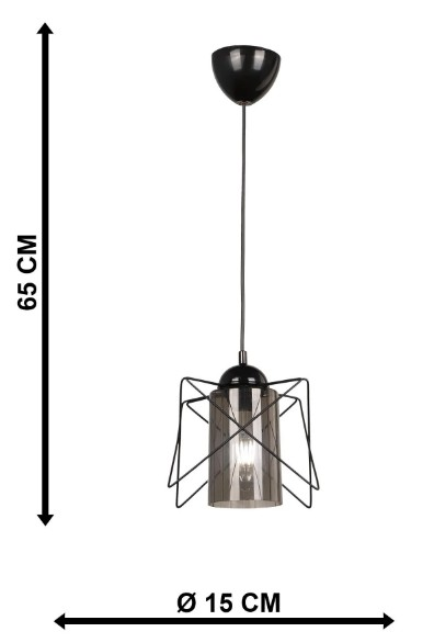 AVİZE TEKLİ AKRİLİK MODES FÜME CAMLI SİYAH