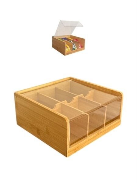 ÇAY KUTUSU BAMBU 6 BÖLMELİ 22X22X10