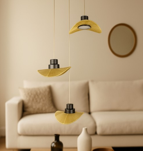 AVİZE ÜÇLÜ VİETNAM LEDLİ ALTIN