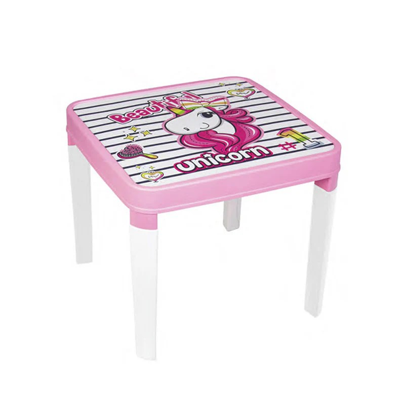 MASA ÇOCUK DESENLİ 47,5X47,5X43,5 PEMBE/BEYAZ