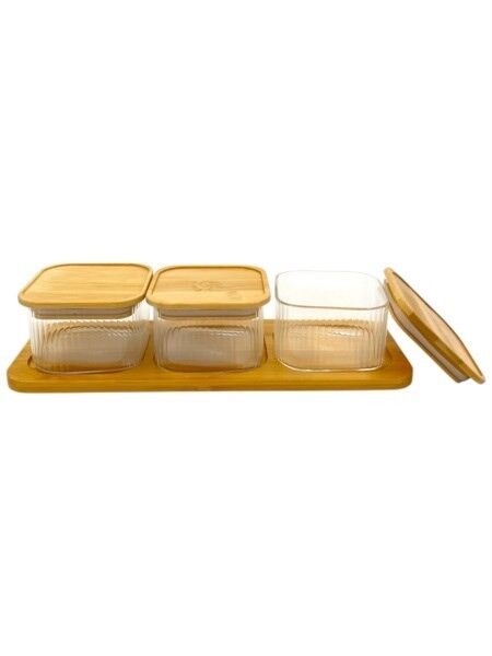 KAHVALTILIK CAM BAMBU TEPSİLİ 3LÜ