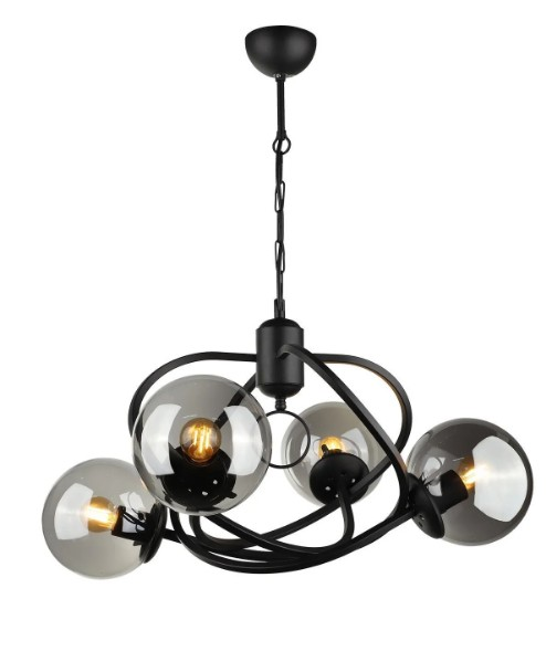 AVİZE ÜÇLÜ BÜKLÜM FÜME CAM SİYAH