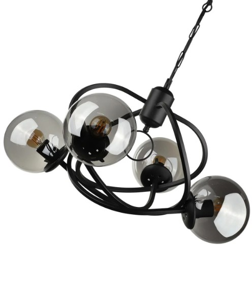 AVİZE ÜÇLÜ BÜKLÜM FÜME CAM SİYAH