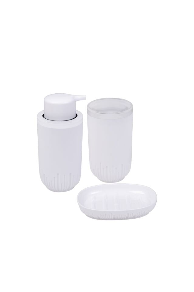 BANYO SETİ 3LÜ DİŞ FIRÇALIK/SIVI-KATI SABUNLUK BEY