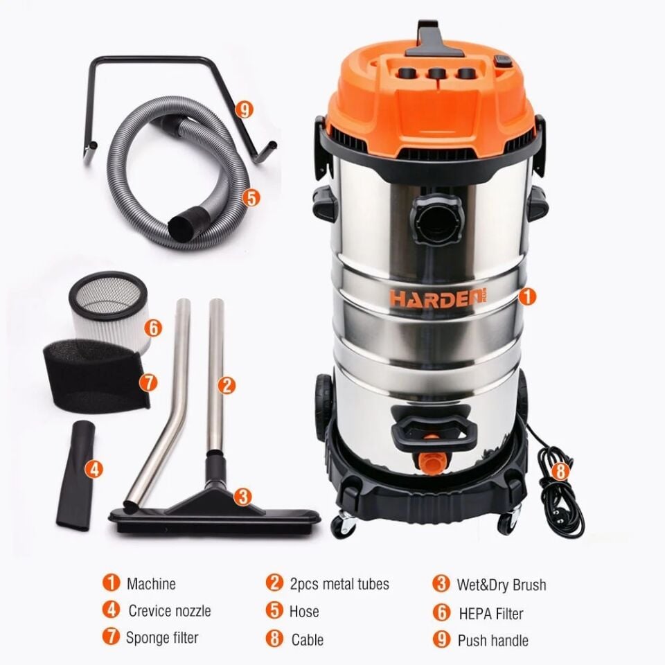 ELEKTRİKLİ SÜPÜRGESİ ISLAK & KURU3600W 80 LİTRE