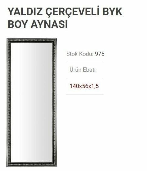BOY AYNASI BÜYÜK YALDIZ ÇERÇEVELİ 140*56CM TP