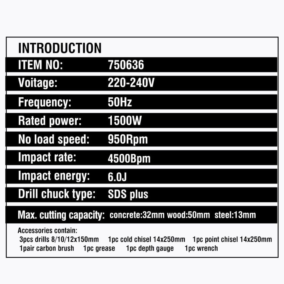 KIRICI DELİCİ 1500W SDS-PLUS