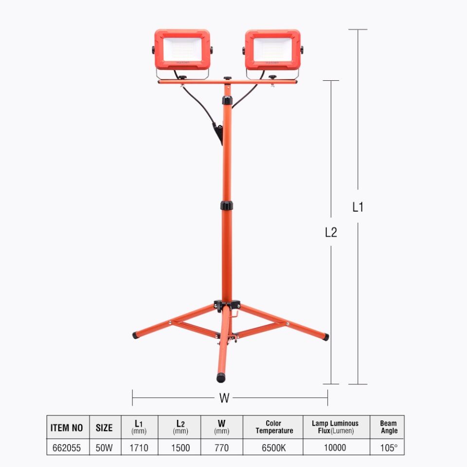 ÇALIŞMA LAMBASI 50W × 2 KAFALI TRİPODLU 10000 LM