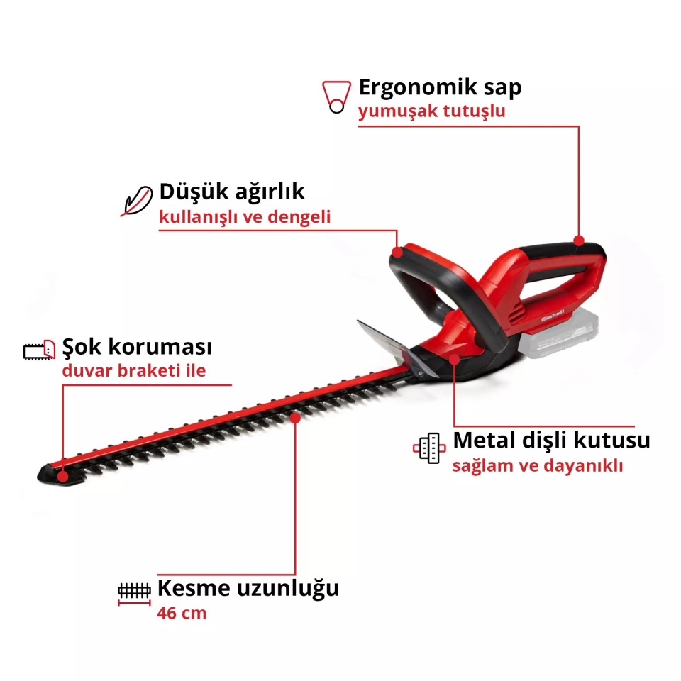 NET*/AKÜLÜ ÇİT BUDAMA GE-CH 1846 Li Kit (1x2,0Ah)