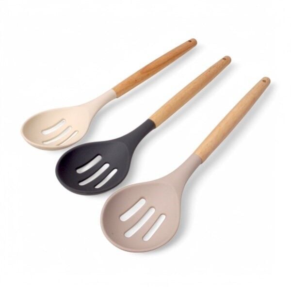 KAŞIK DELİKLİ SİLİKON BAMBU SAPLI