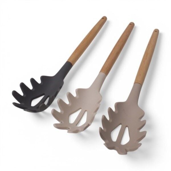 MAKARNA KAŞIK SİLİKON BAMBU SAPLI