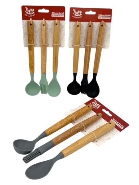 MUTFAK SETİ KAŞIK-KEPÇE-FIRÇA BAMBU SAPLI 3LÜ