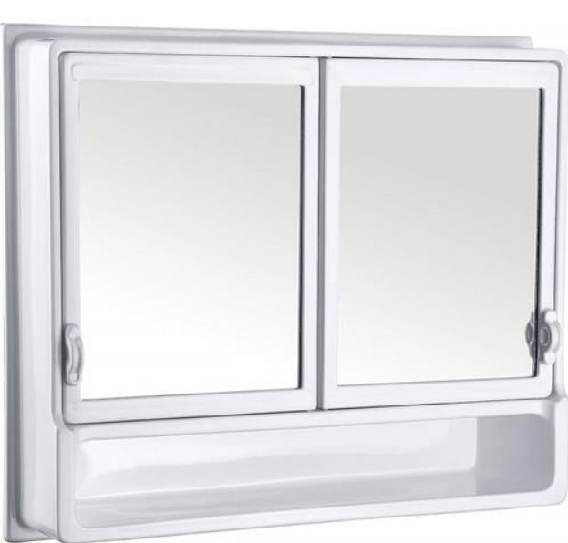 ORT-BANYO DOLABI AYNALI DİKD. ETAJERLİ 2 KAPAK PVC