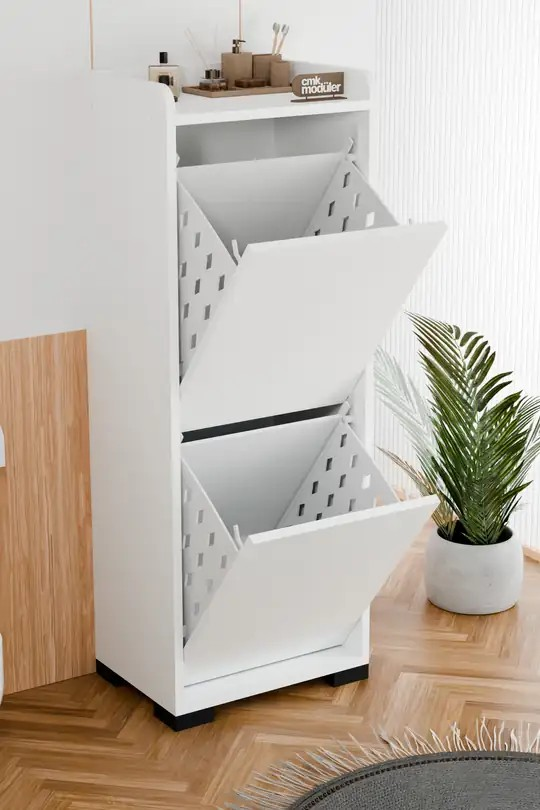 ÇAMAŞIR DOLABI İKİ BÖLMELİ DİKEY BEYAZ