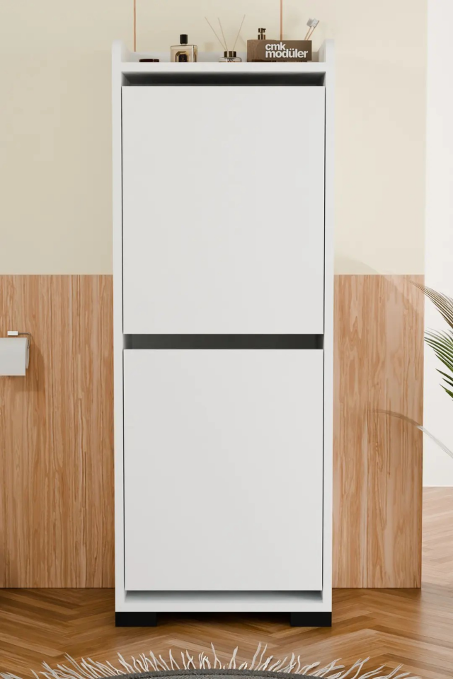 ÇAMAŞIR DOLABI İKİ BÖLMELİ DİKEY BEYAZ