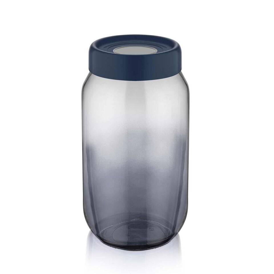 KAVANOZ CAM KAŞIKLI KAPAKLI MAVİ 1000CC