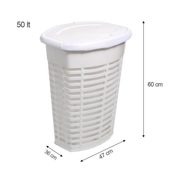 ORT-KİRLİ ÇAMAŞIR SEPETİ BEYAZ PALM 50LT
