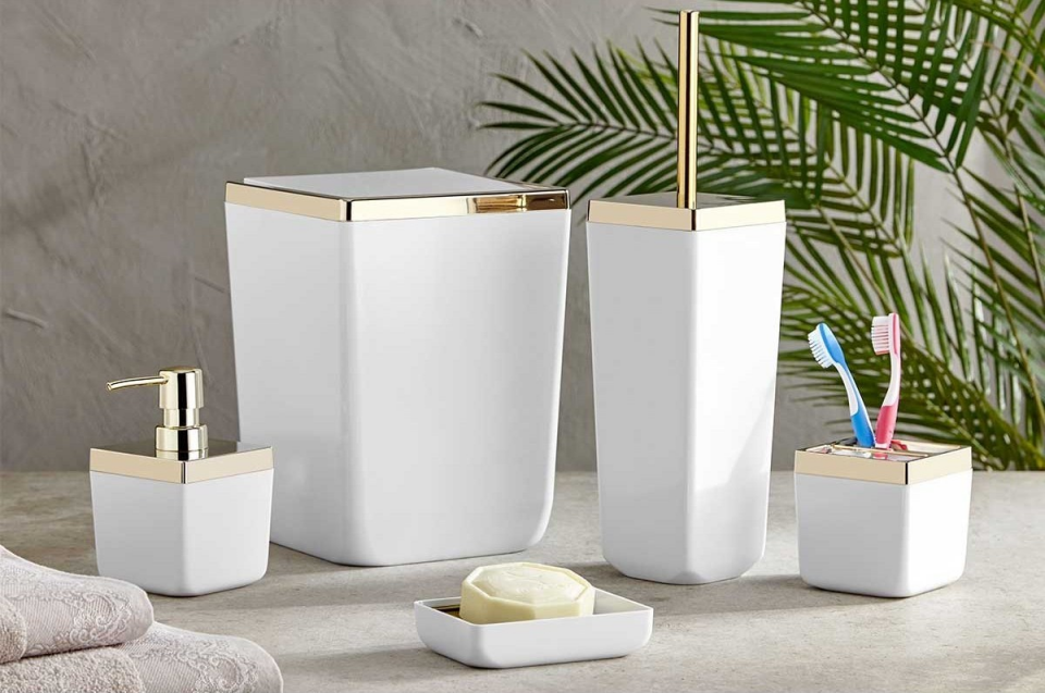 BANYO SETİ BEYAZ/ALTIN TOSKANA