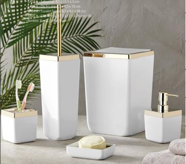 BANYO SETİ BEYAZ/ALTIN TOSKANA