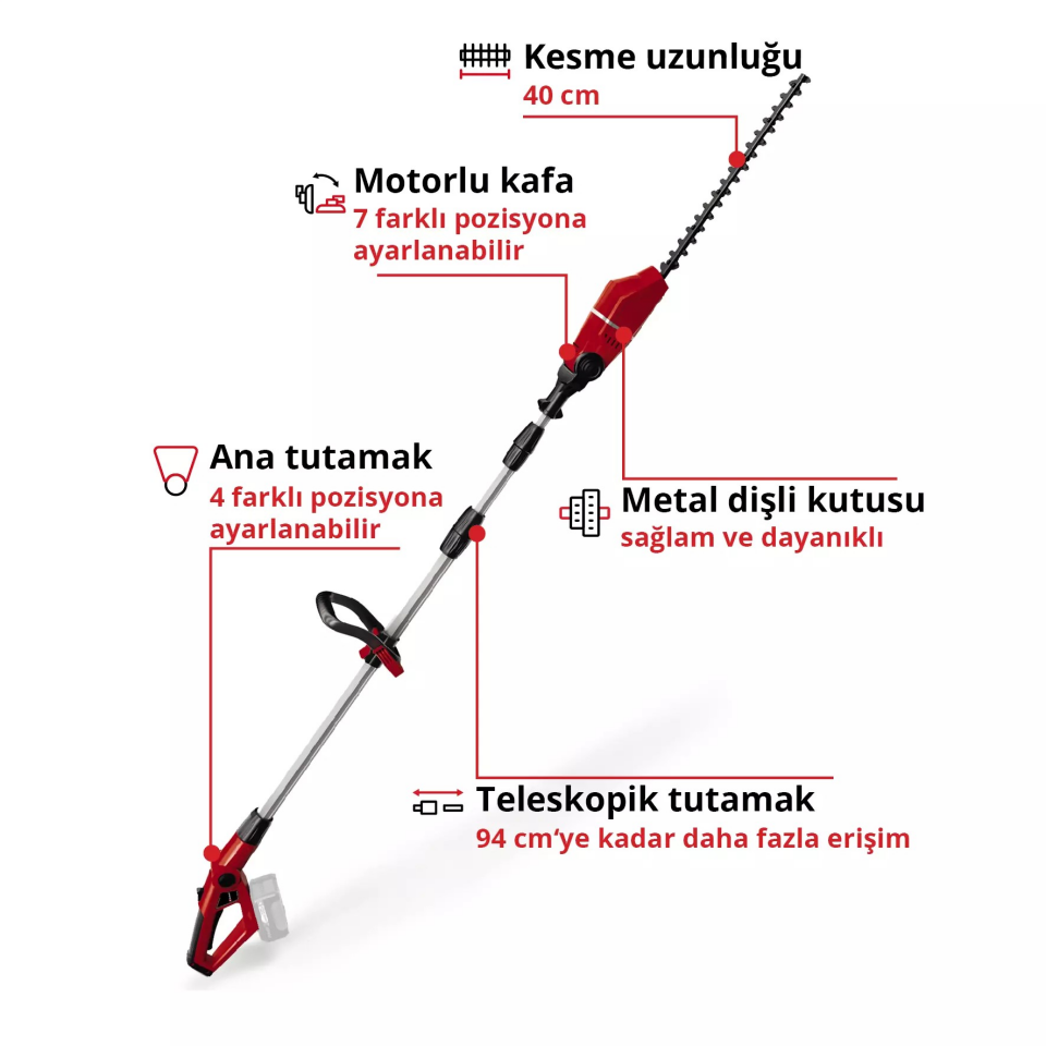 AKÜLÜ YÜKSEK ÇİT BUDAMA 18V GE-HH 18/45 LI T
