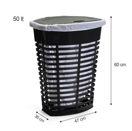 ORT-KİRLİ ÇAMAŞIR SEPETİ GRİ PALM 50LT