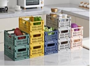 SEPET KATLANIR PLASTİK RENKLİ 40x39x14 CM