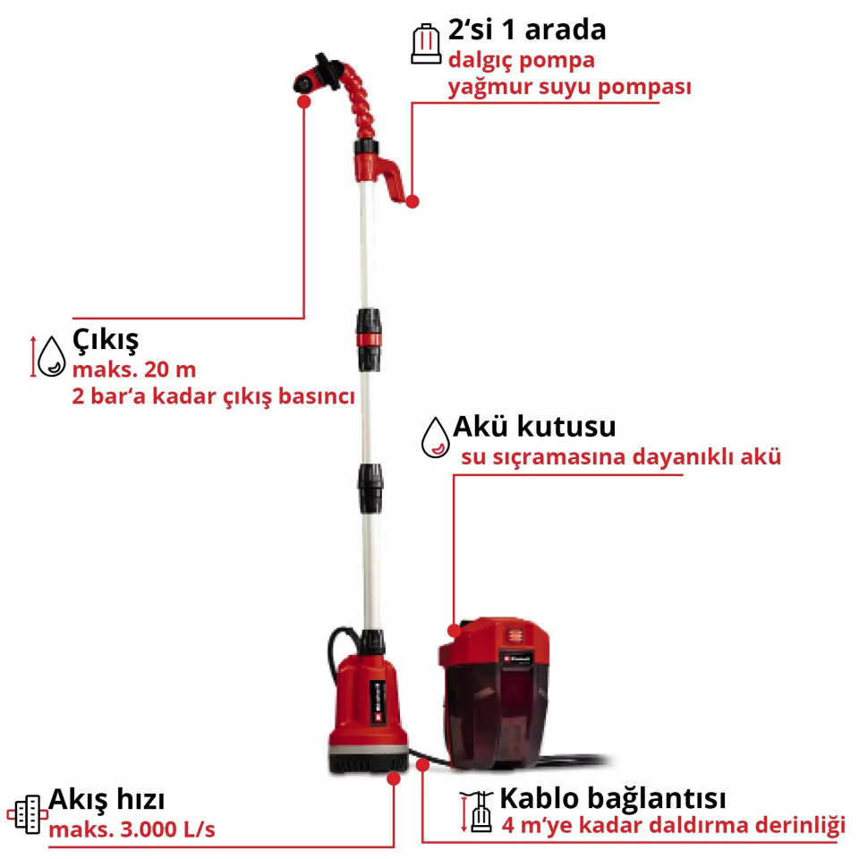 DALGIÇ AKÜLÜ TEMİZ SU GE-PP 18 RB LI