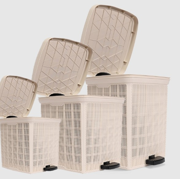 NET*/ ÇÖP KOVASI PEDALLI 3LÜ JÜT SET BEJ