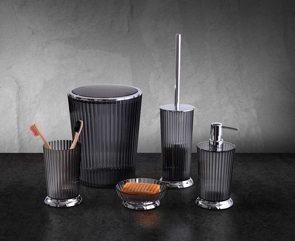 BANYO SETİ 4'LÜ ŞEFFAF SİYAH TP