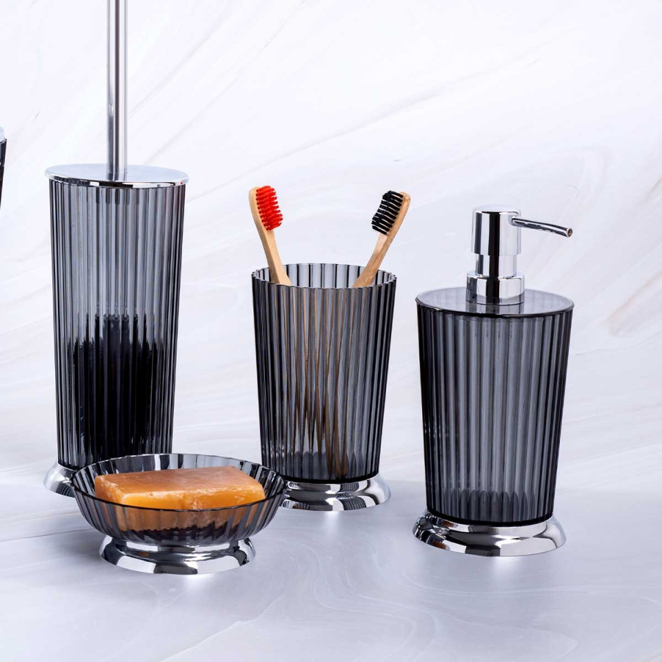 BANYO SETİ 4'LÜ ŞEFFAF SİYAH TP