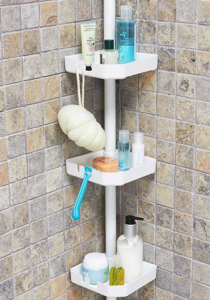 ŞAMPUANLIK KÖŞE YAYLI  14X14 CM BEYAZ