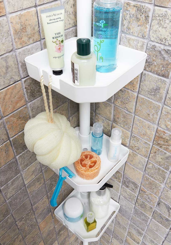 ŞAMPUANLIK KÖŞE YAYLI  14X14 CM BEYAZ