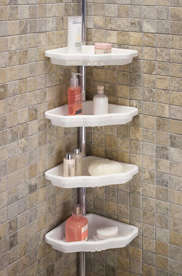 ŞAMPUANLIK KÖŞE YAYLI 25X25 CM ALÜMİNYUM-BEYAZ