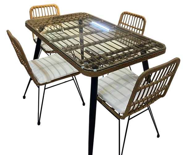 MASA SETİ +4 SANDALYE KAFES SİYAH AYAKLI