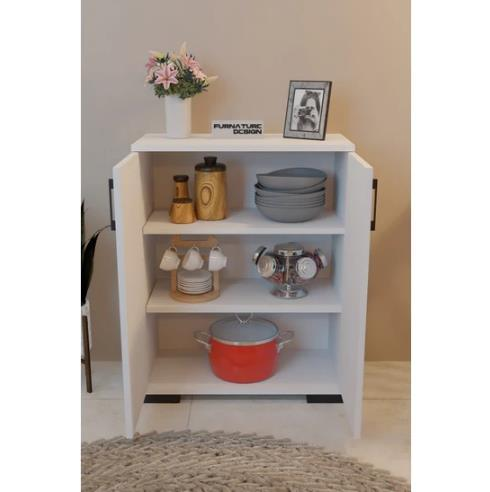 DOLAP ÇOK AMAÇLI 2 KAPAKLI 3RAFLI BEYAZ 64x75x32CM