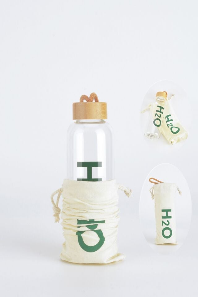 MATARA CAM KILIFLI H2O BAMBU KAPAKLI 600 ML