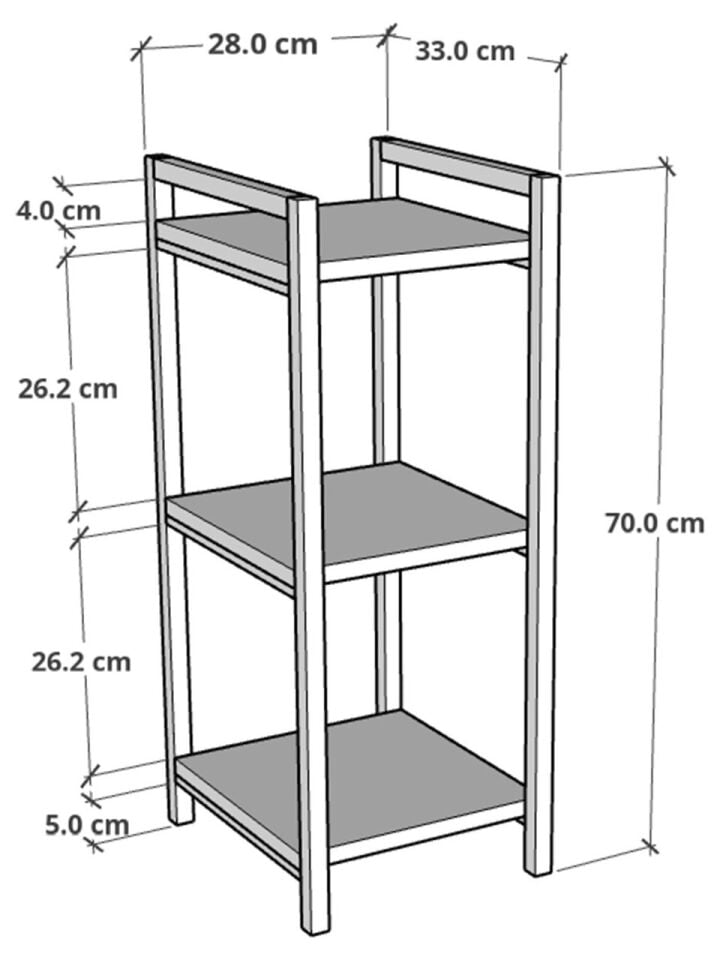 RAF ÇOK AMAÇLI 3 KATLI ÇAM 33x28x70CM