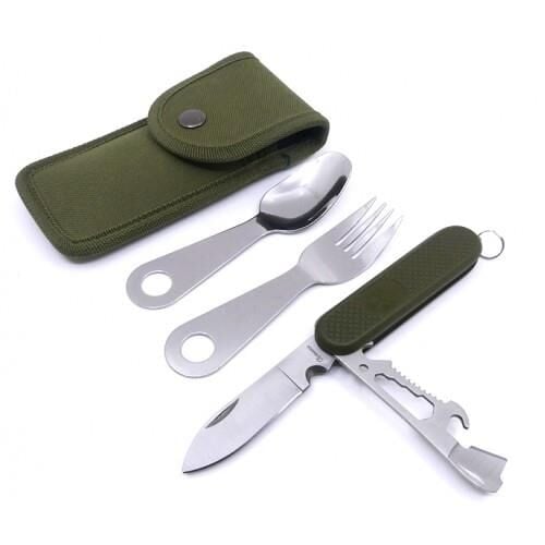 KAMP ÇATAL + BIÇAK + ÇAKI SETİ YEŞİL TP