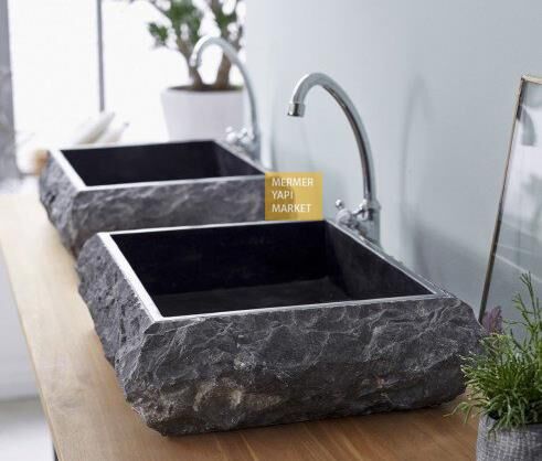 KARE LAVABO BAZALT SİYAH DIŞI PATLATMA