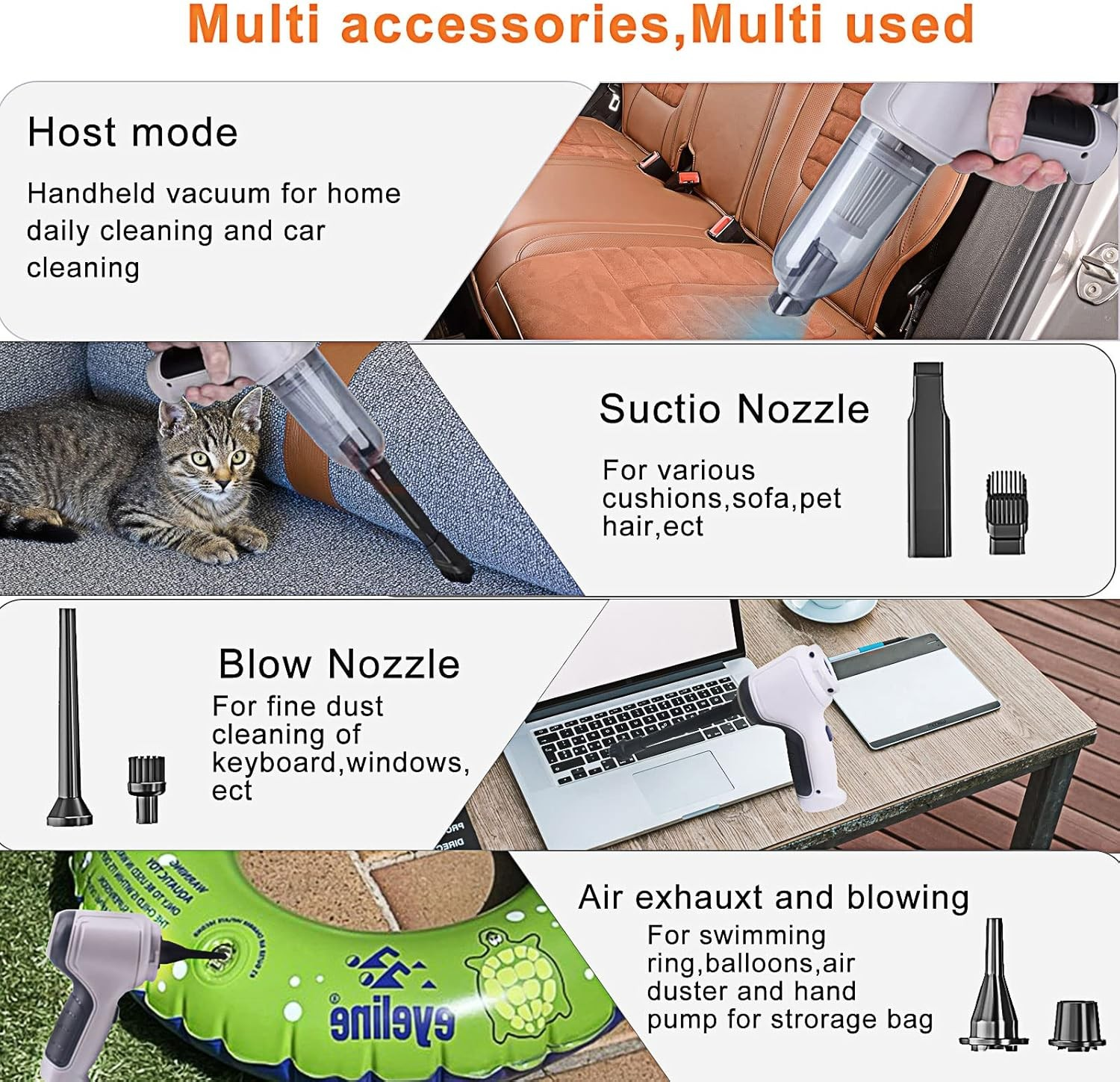 SÜPÜRGE EV VE ARAÇ TİPİ ÜFLEMELİ USB ŞARJ