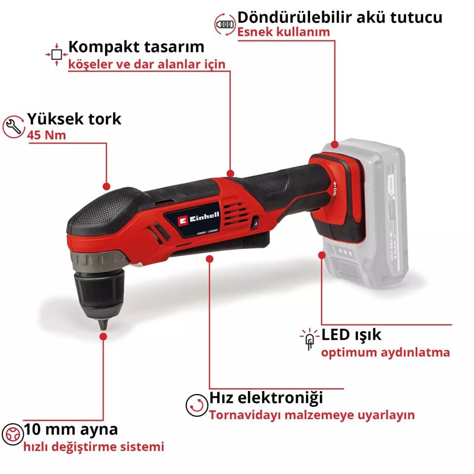 AKÜLÜ DİK AÇILI VİDALAMA TE-AD 18 Lİ SOLO